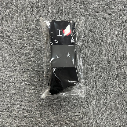 Sport Socks | Black Cotton with Heart Jacquard | Moisture-Wicking Stretch for Gym & Running | Athletic Performance