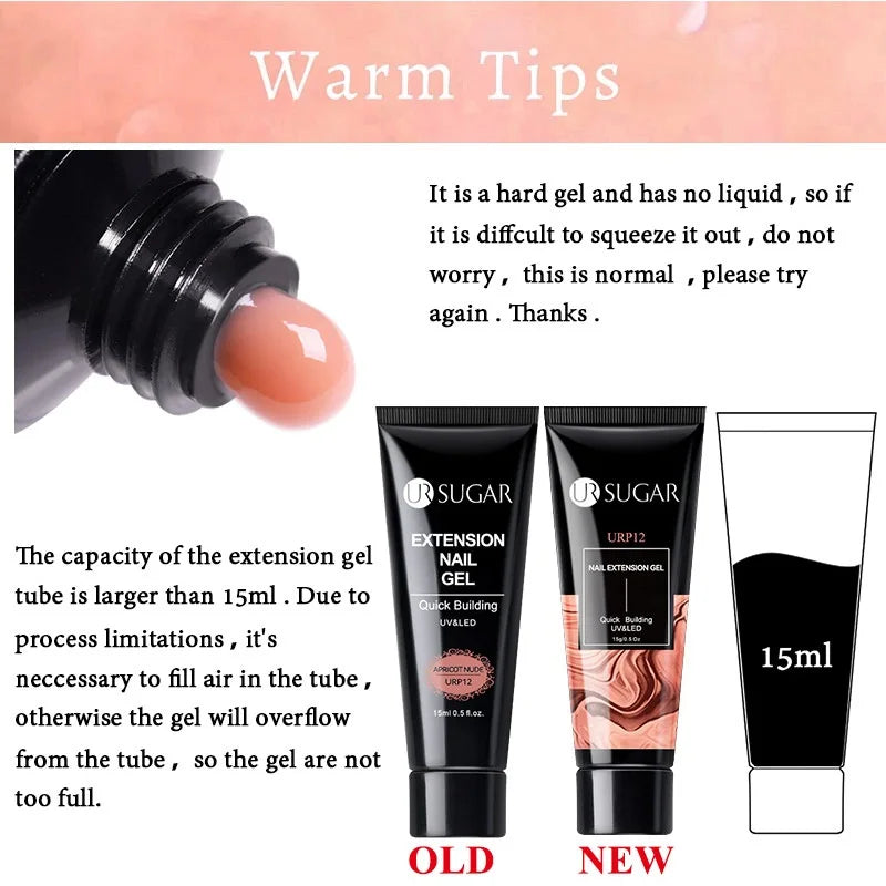 UR SUGAR Acrylic UV Gel Extension Nail Gel Kit Nude Glitter Color Fast Building Gel Nail Polish All For Manicure Nail Art Design