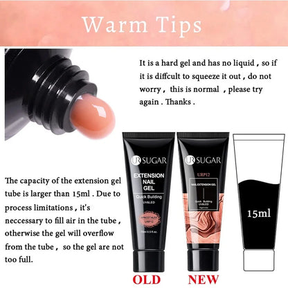 UR SUGAR Acrylic UV Gel Extension Nail Gel Kit Nude Glitter Color Fast Building Gel Nail Polish All For Manicure Nail Art Design