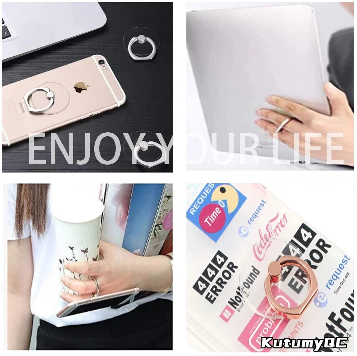 Transparent  Cell Phone Ring Holder Stand 360° Degree Rotation Clear Finger Grip Kickstand Compatible iPhones or Phone Case