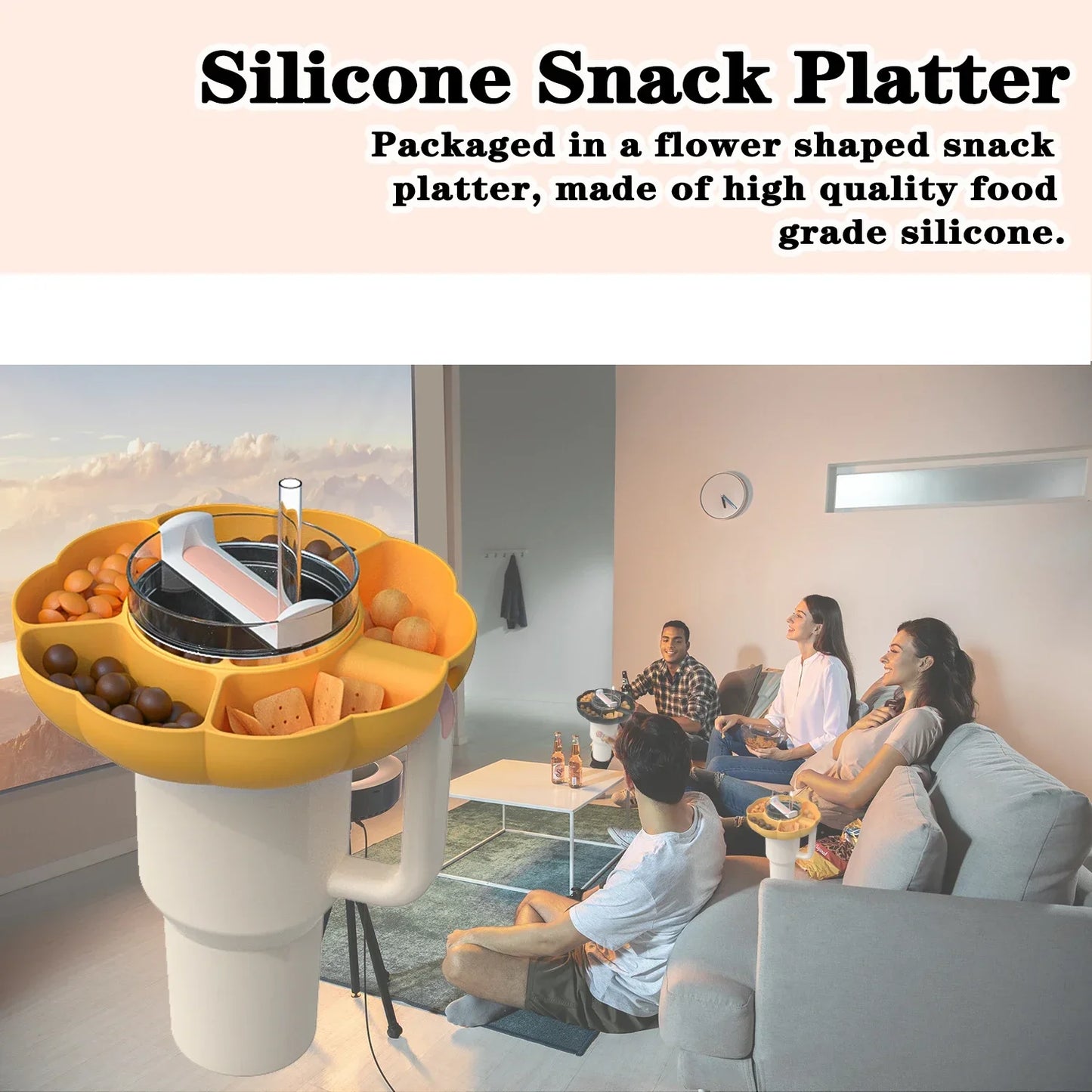 Reusable Silicone Snack Bowl for 40oz Stanley Cup Snack Plate Snack Box Cup Holder  Outdoor Activities Cup Accessories