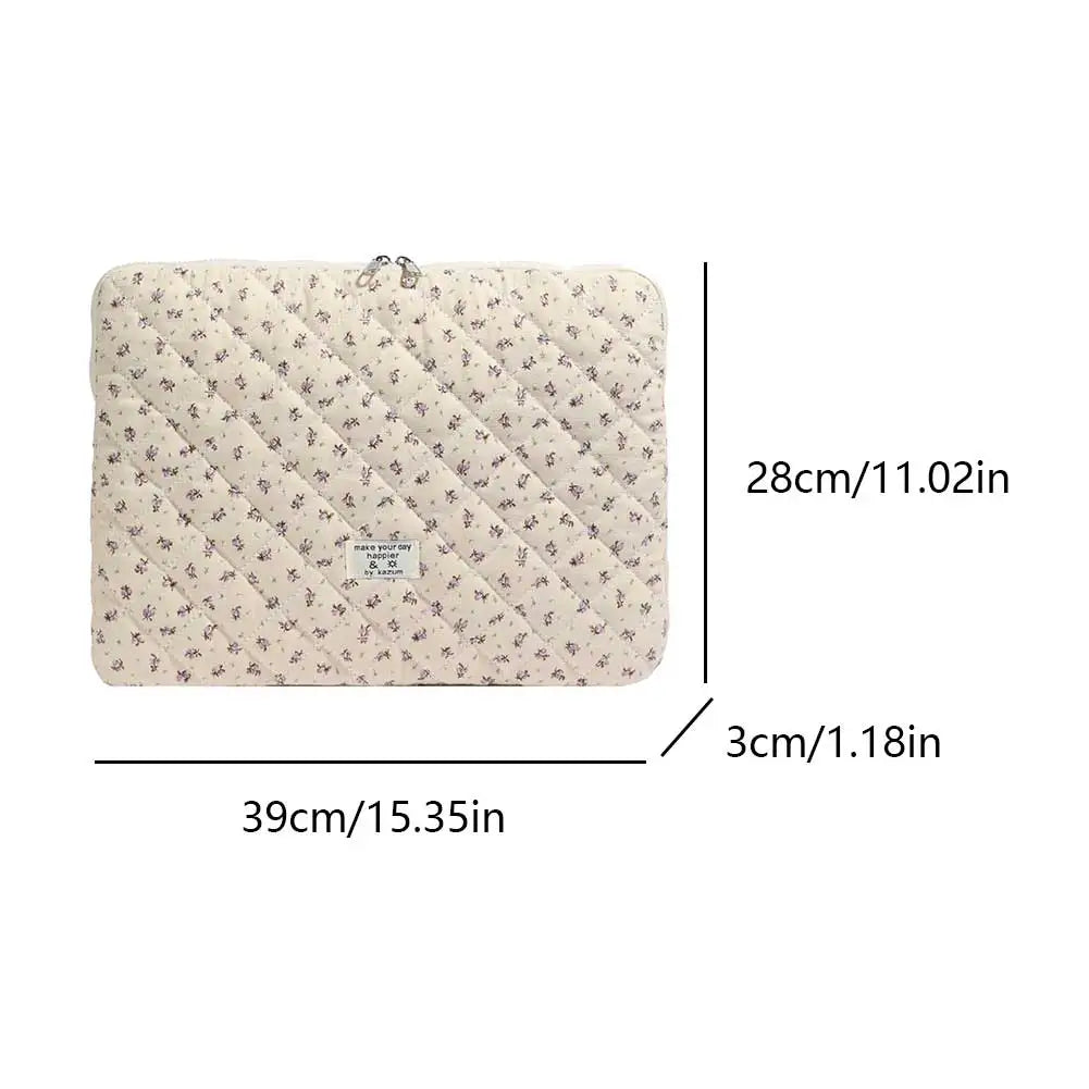 Laptop Sleeve for 11-15 Inch Laptop Tablet Puffy Quilted Floral Laptop Case Coquette Aesthetic Puffy Laptop Sleeve Cover Case