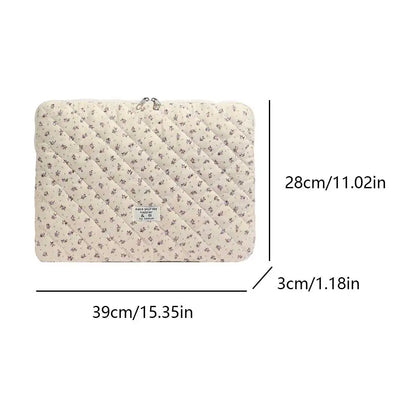 Laptop Sleeve for 11-15 Inch Laptop Tablet Puffy Quilted Floral Laptop Case Coquette Aesthetic Puffy Laptop Sleeve Cover Case