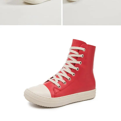 Owens women's sports shoes, men's sports shoes, 2025 spring and autumn lace-up flat casual shoes thick sole high top sports shoe