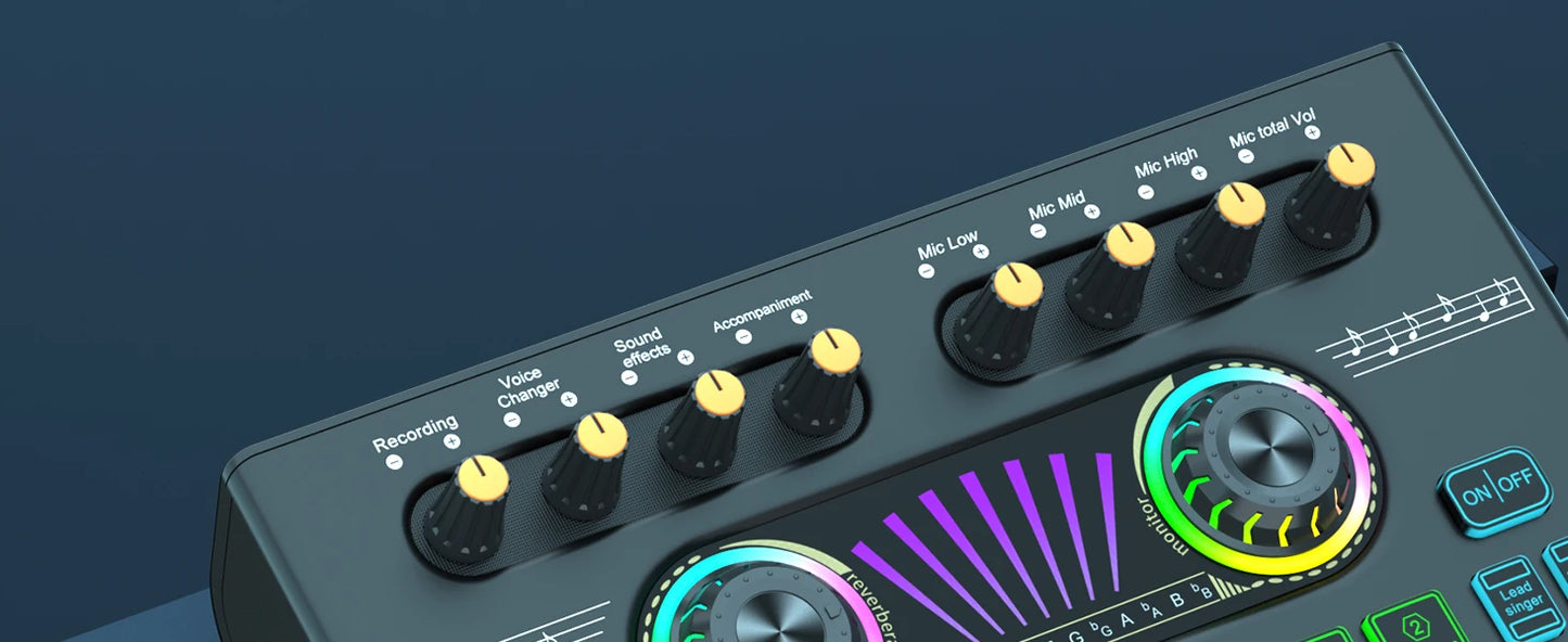 Gaming Audio Mixer,Streaming Mixer with Audio Interface BT Sound Board Voice Changer Sound Card,for PC Phone Live Streaming