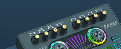 Gaming Audio Mixer,Streaming Mixer with Audio Interface BT Sound Board Voice Changer Sound Card,for PC Phone Live Streaming