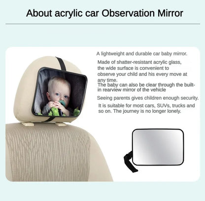 Baby Car Mirror Rear-facing 360° Car Seat Mirror Rear Facing Infant Shatterproof & Adjustable Convex Car Rear Seat Mirror