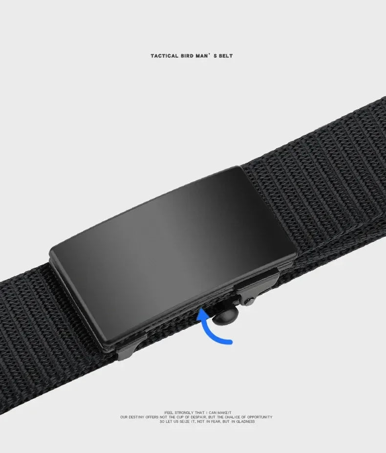 Men's Belt Outdoor Leisure Sports Belt Toothless Quick Release Automatic Buckle Quality Black Belt