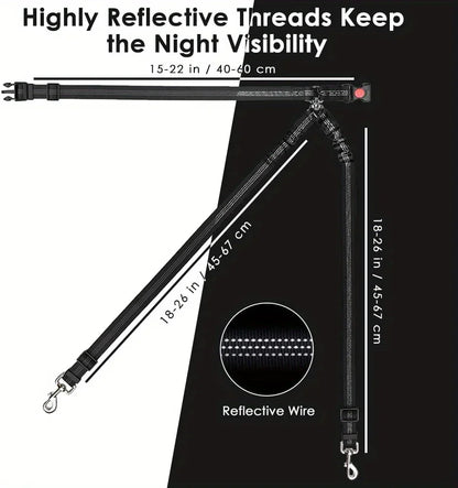 Double Dog Car Harness Safety Seatbelt Adjustable Pet Travel Restraint for 2 Dogs Heavy Duty Crash Tested Elastic Splitter Headr