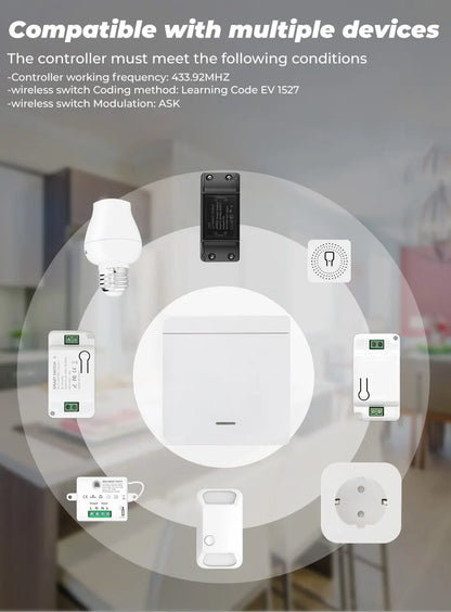 Wireless Smart Switch Light 433MHz 1/2/3Gang 86 Wall Panel Switch with Remote Control Interruptor 10A 110V 220V For LED Lamp