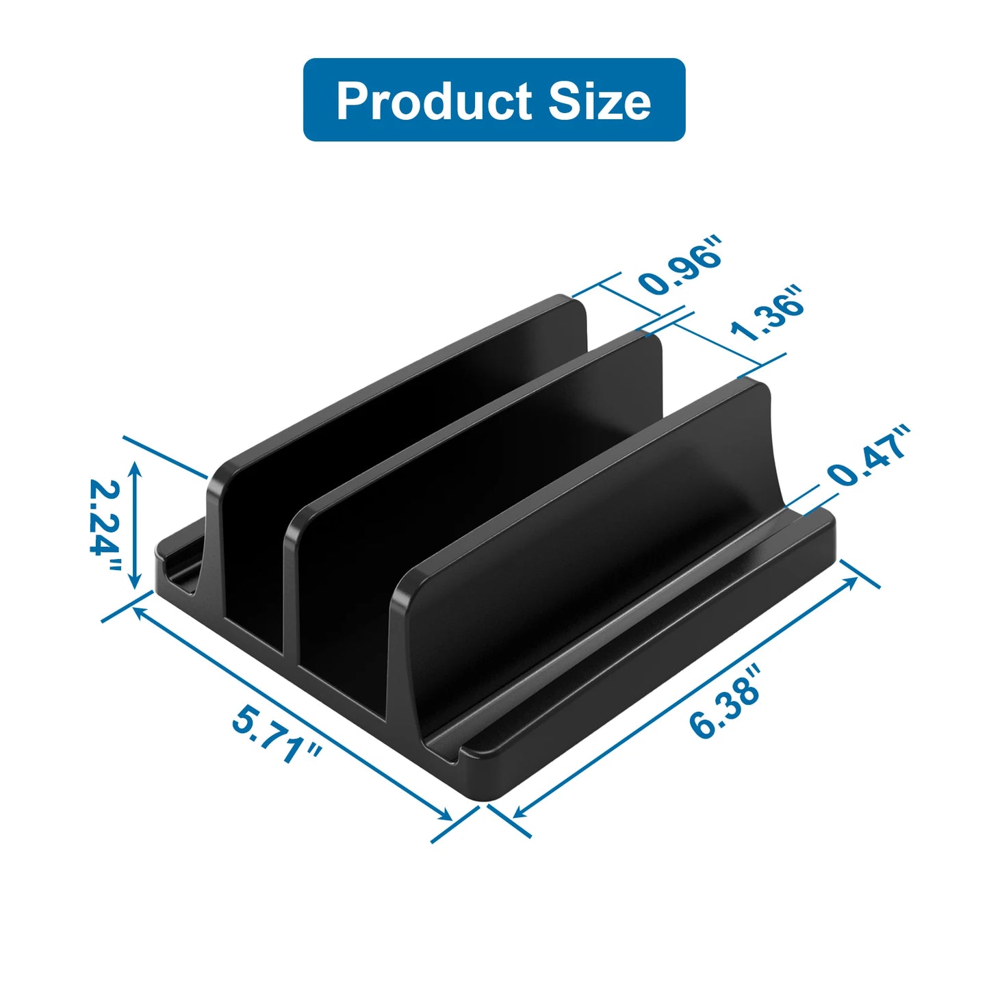 Vertical Laptop Stand, 3 Slots  Desk Laptop Holder & Laptop Docking Station Stand for MacBook, Tablet, Phone - Universal