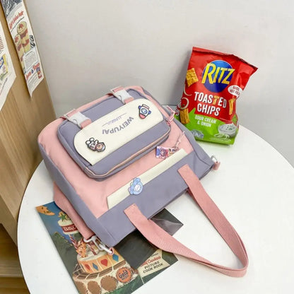 Portable Ins Students School Bags Large Capacity Bear High School Backpacks Multi Pockets Cartoon Teenage Shoulder Bags Girl