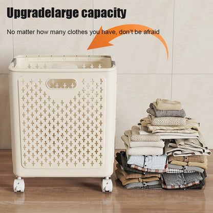 Foldable Laundry Baskets With Wheels Dirty Clothes Basket Large Capacity Cart Bathroom Multifunctional Storage Basket