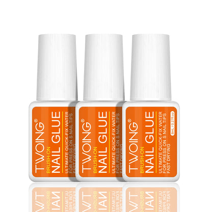 Twoing Waterproof Liquid Nail Adhesive,Long-Lasting & Fast-Drying, Formaldehyde-Free, Compatible with Acrylic Nails Fake Nails