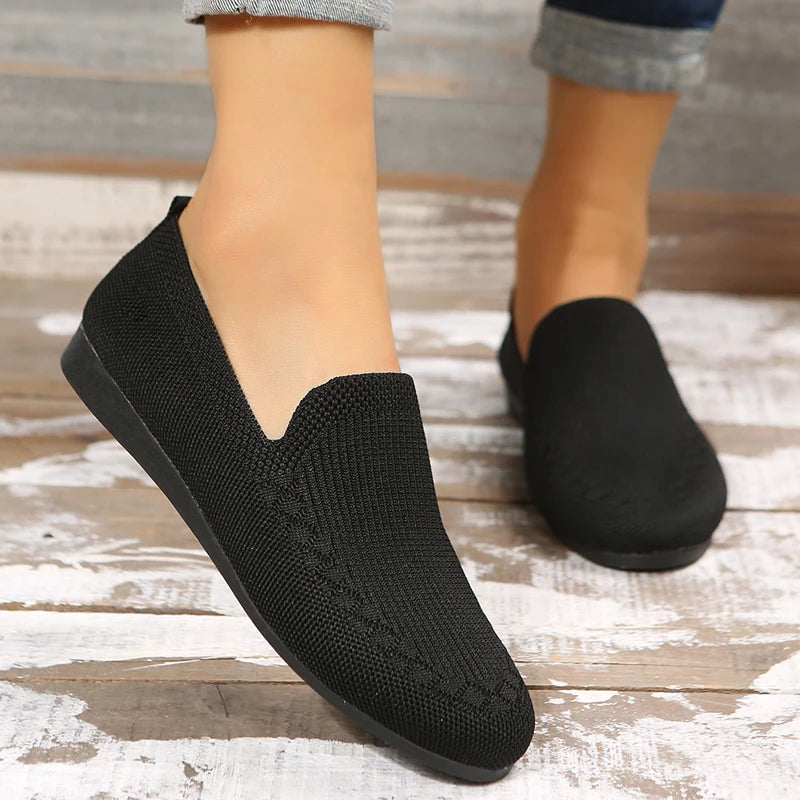 Women Flat Toe Knitted Ladies Office Shoes Comfortable Formal Shoes for Woman Female Ballet Flats Designer Sneakers