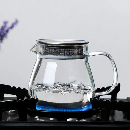 Heat Resistant Coffee Pot Hand Brewing Coffee Pot Steel Cover Transparent Sharing Pot Glass Brewing Pot With Handle