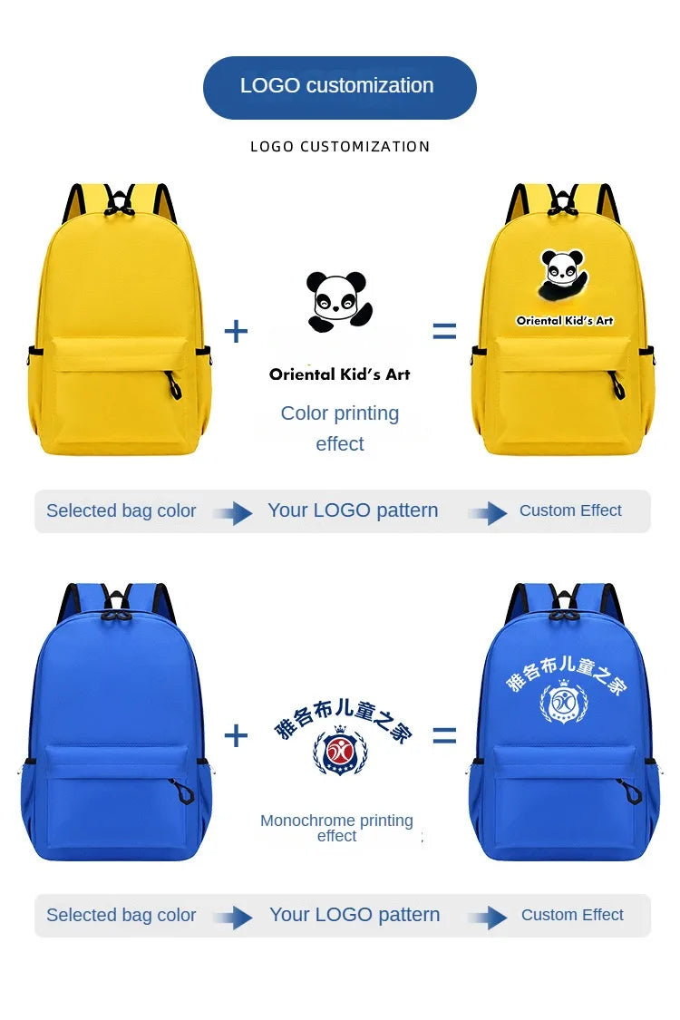 Personalized School Bag Custom Logo School Backpack Training Class Gift School Name Pattern Elementary school backpack wholesale