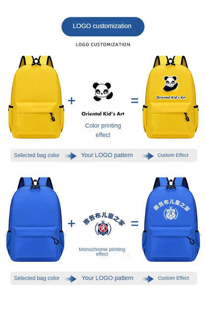 Personalized School Bag Custom Logo School Backpack Training Class Gift School Name Pattern Elementary school backpack wholesale