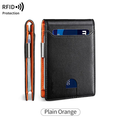 RFID Blocking Carbon Fiber Wallet- Ultra-Slim Bi-Fold Credit Card Holder with ID Window, Portable Front Pocket Money Clip