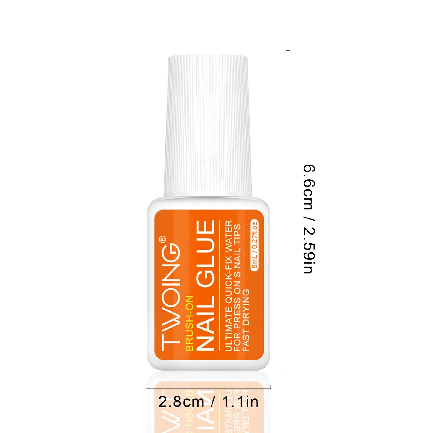 Twoing Waterproof Liquid Nail Adhesive,Long-Lasting & Fast-Drying, Formaldehyde-Free, Compatible with Acrylic Nails Fake Nails