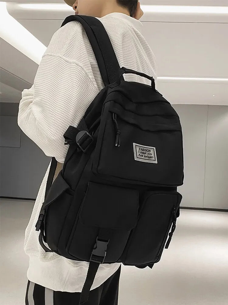 Backpack Large Capacity Light Simple Travel Bag Canvas Backpack Student School Bag Nylon Student Zipper Backpack