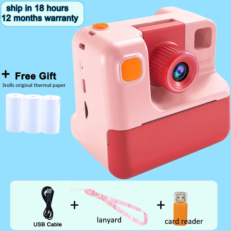 Kids Instant Camera Print Camera For Children Camera 1080P HD Digital Camera Photo Paper Child Toy Camera For Christmas Gift