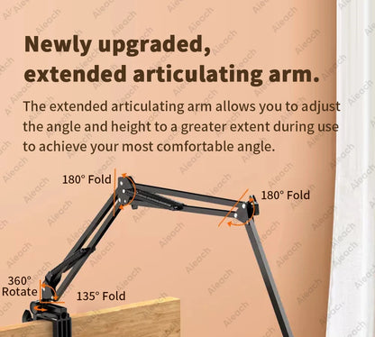 Tablet Holder for Bed with 90cm Metal Arm iPad Stand Tablet Bracket 360° Rotating Bed Phone Mount for 4.5~12.9 inch Phone Tablet