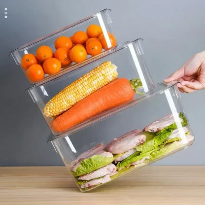 Stackable Transparent with Lid Storage Box Vegetable Fruit Organizer Fridge Container for Food Home Kitchen Tools Accessories