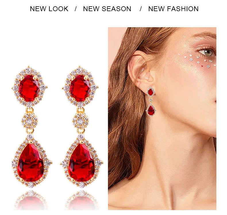 Fashion necklace accessories women's earring Jewelry sets bride's wedding zircon water drop girls earrings for women jewellery