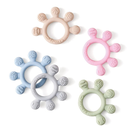 Silicone Baby Teether Toys 0-12Month Food Grade Toddlers Anxiety Teething Ring Sensory Toys Silicone Animal Soothing Accessories