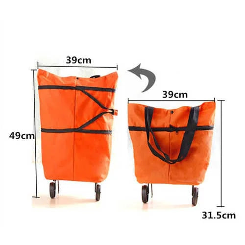 Portable Folding Reusable Shopping Bags Small Pull Cart Buy Shopping Trolley Bag With Wheels Fruit Vegetables Bag Food Organizer