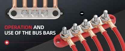 150A Terminal Bus Bar 5*M8 Studs Battery Power Distribution Block Red Black 12V Car Busbars for Automotive Marine Boat