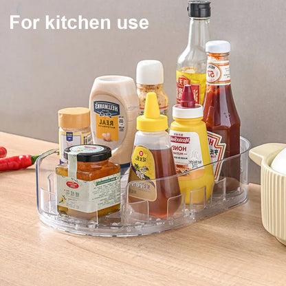 360° Turntable Refrigerator Organizer and Storage Tray for Fridge Rectangular Fridge Organizer Beverage Cans Bins Spice Rack