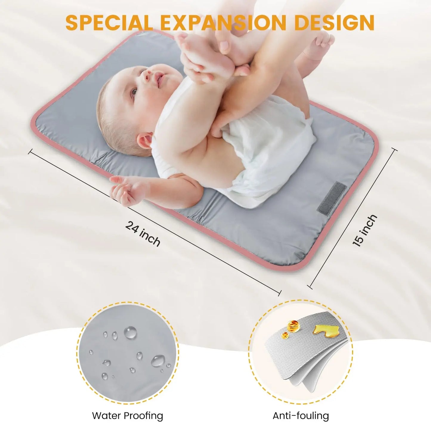 15.6 Inch Diaper Bag Tote with Insulated Pocket Baby Bag for Girl Boy with Changing Pad Large Baby Diaper Bag with Pacifier Case