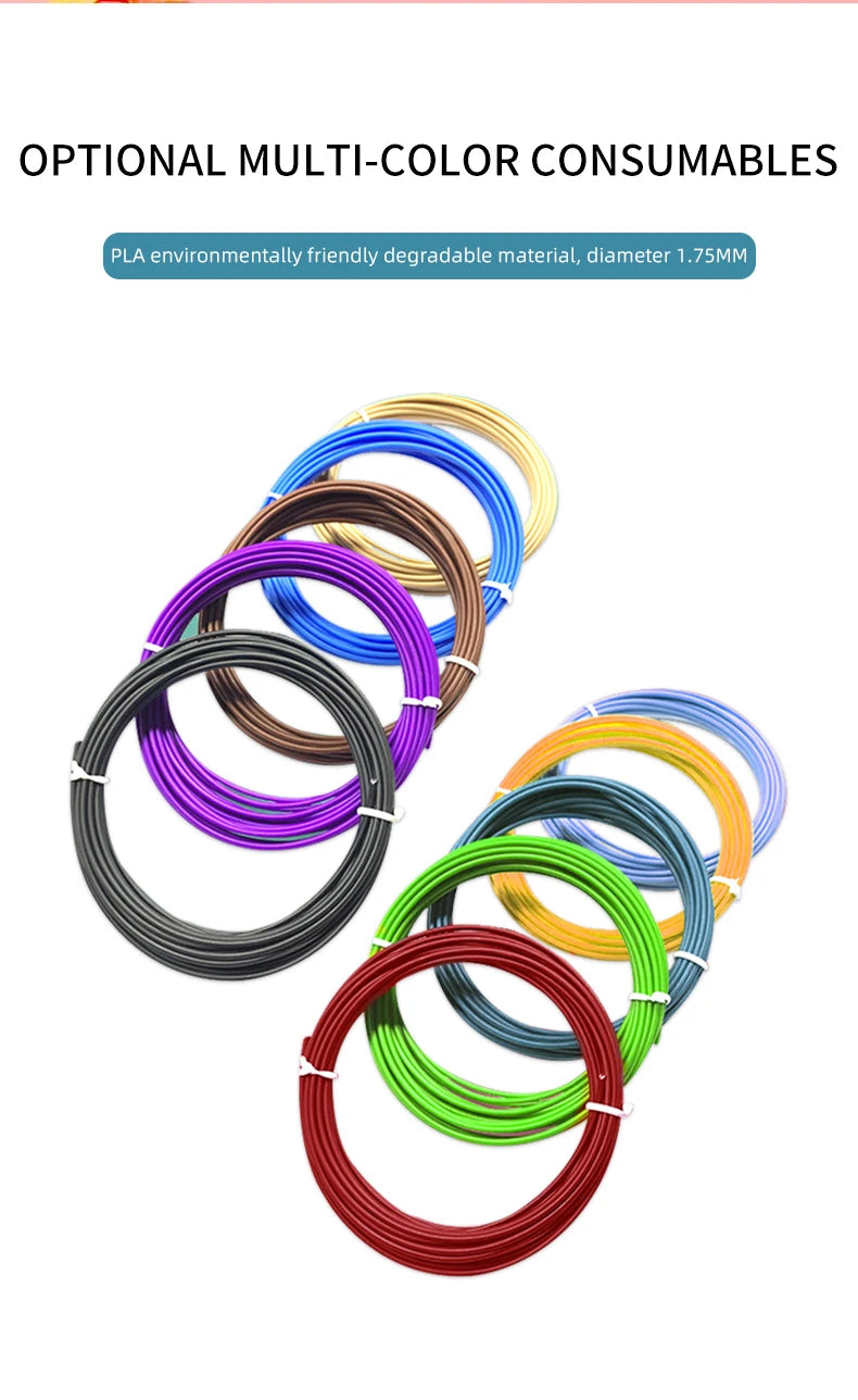 2022 3d Pen for Kids PLA Filament 1.75mm Set 3D Printing Pens Kit Safe Low Temperature Anti-Scald USB Charging Birthday Gift