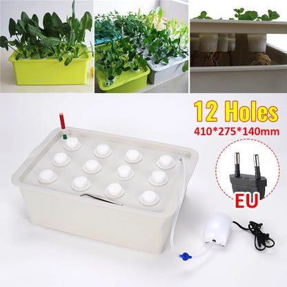 12 Hole 220V Plant Hydroponic Kit Cultivation Box Garden Pots Planters Seedling Cultivation Grow Kit Vegetables Nursery Pots