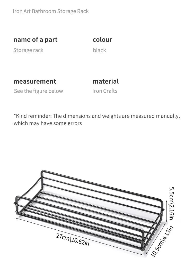 Bathroom Storage Rack Kitchen Organizer Shelf Black Shelves Corner Frame Iron Shower Punch Free Mounted Caddy Rack