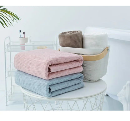 100% Cotton Double Layer Waffle Terry Bath Towel Soft Shower Towels Beach Towels Home Bathroom Towel For Adults