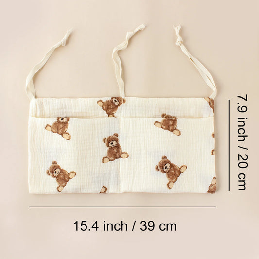 Baby bedside dual-pocket storage bag Portable diaper storage bag Newborn bedside multi-functional storage bag cute