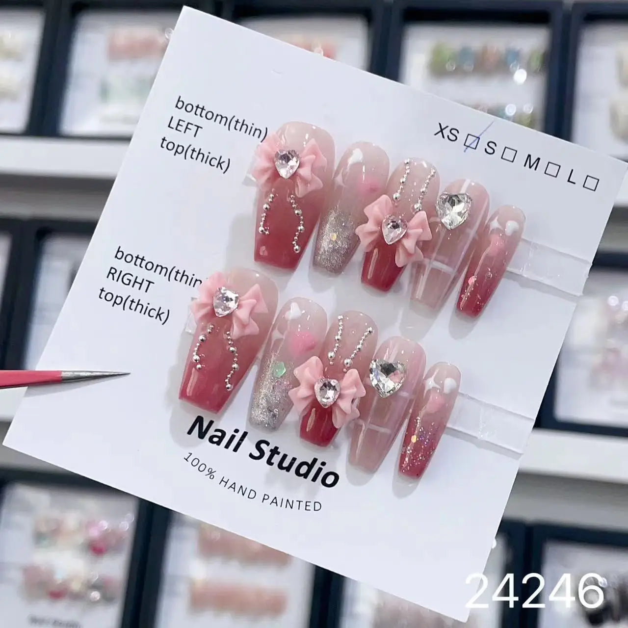 10Pcs Short Press On Nails y2k Star Rhinestone Design Handmade Press On nails Luxury With Design Full Cover Removable Fake Nails