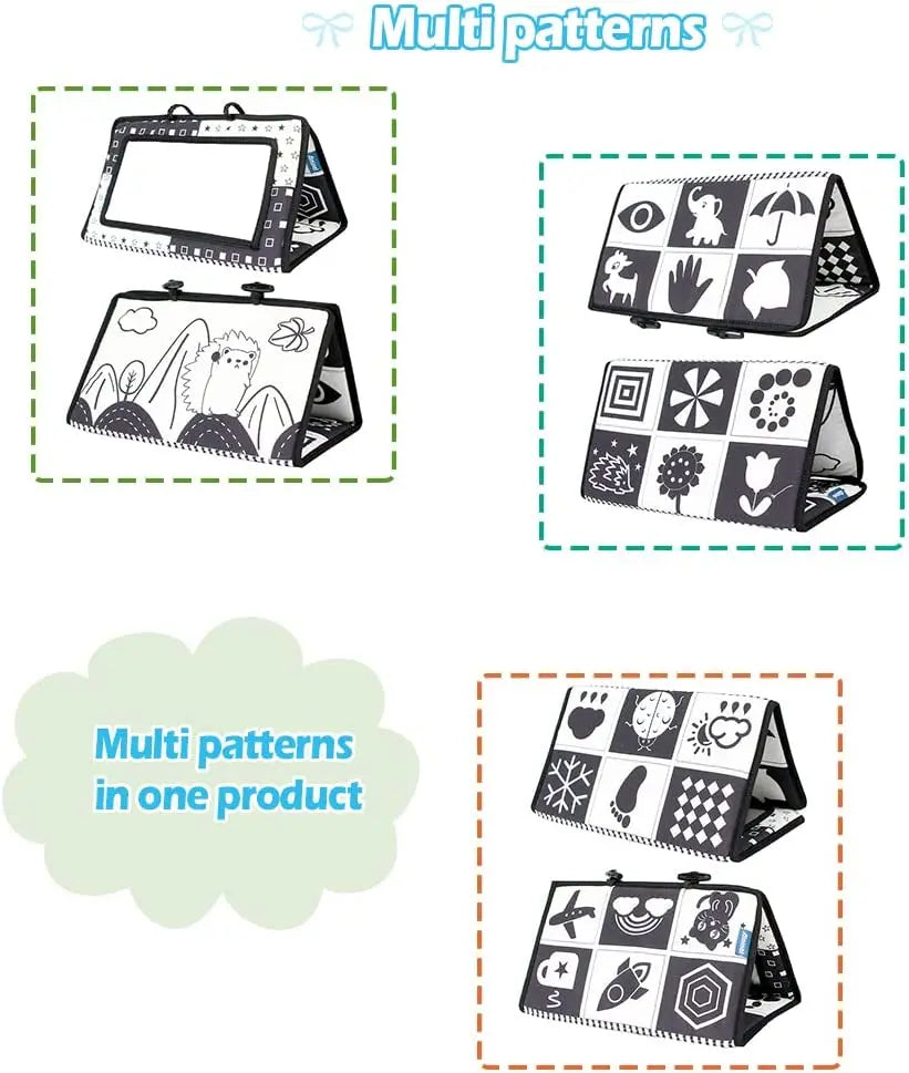 Black And White Baby Floor Mirror Tummy Time Sensory Baby Toys 6 12 months Toys For Babies Montessori Development Crawl Toys