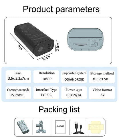 Mini Smart Home Security Camera Indoor Wireless WiFi Remote View Outdoor waterproof Camera Human Detection Sleep standby