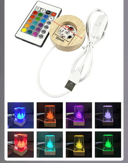 Wood Desktop Decorative Lights Light Base Night Light Wooden Led Usb Display Light Display Stand Lamp Holder Lamp Art Ornament