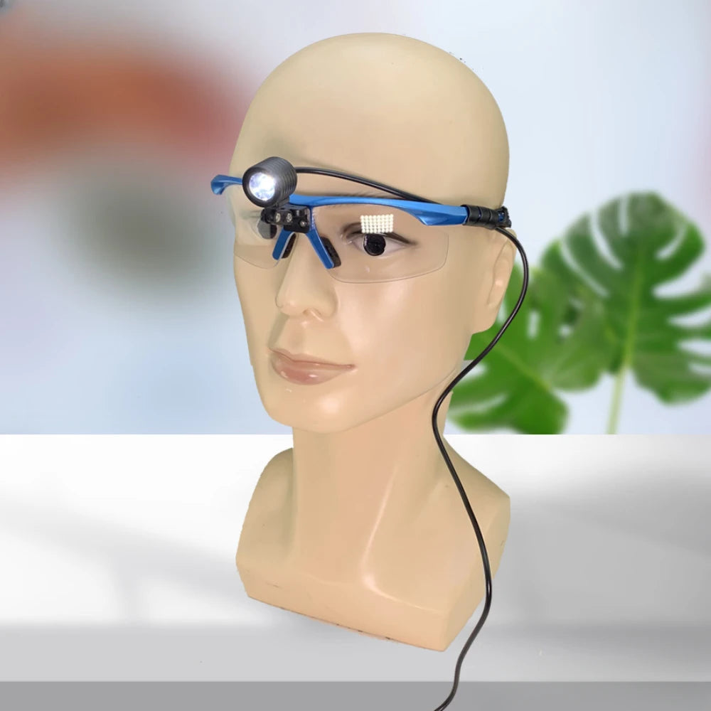 Dentist Surgical Operation Headlamp with Protection Glasses Rechargeable Lithium-ion Loupes Oral Dental Headlight 3W LED