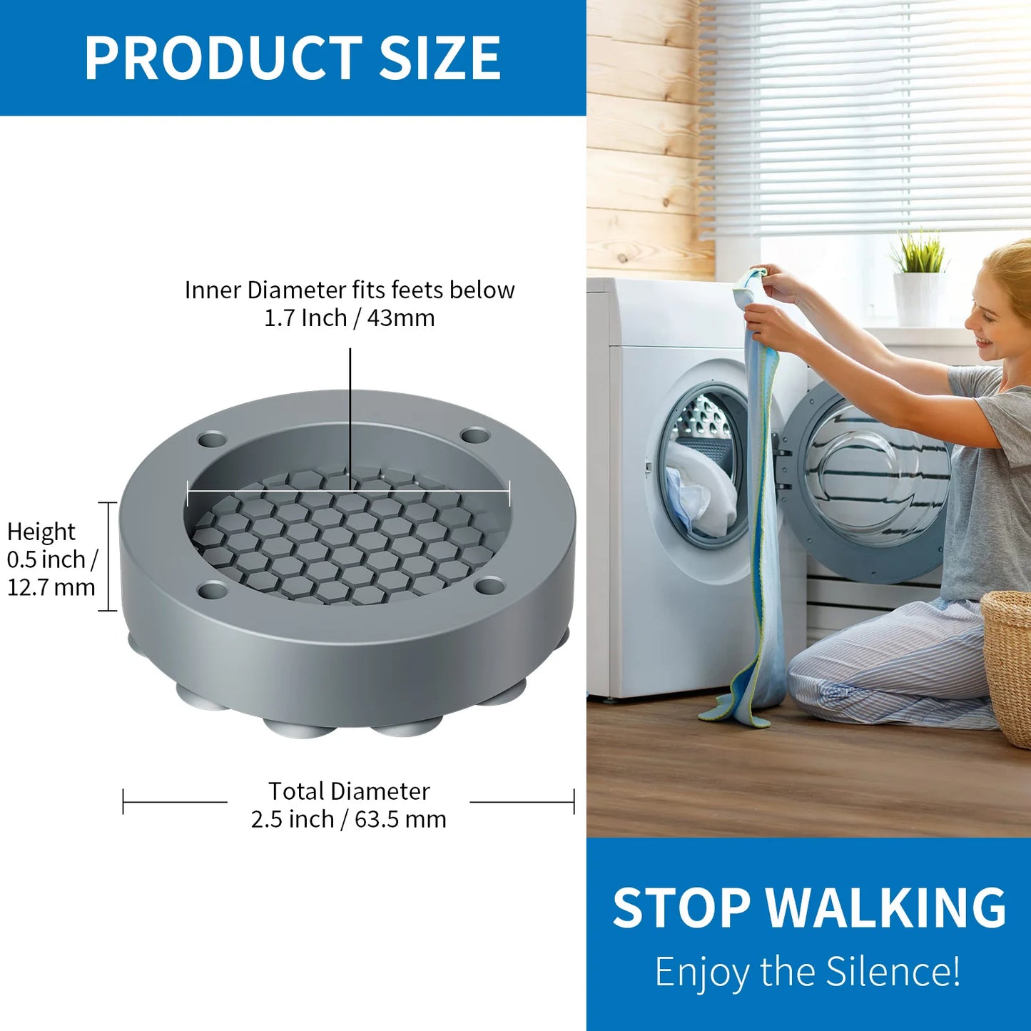 Anti Vibration Feet Pads For Washing Machine Mat Slipstop Silent Universal Slip Shock-absorbing Foot Washing Machine Protects