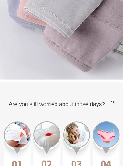 3PCS/set Women's menstrual briefs large flow postpartum water absorption leakproof briefs women's pure cotton menstrual briefs