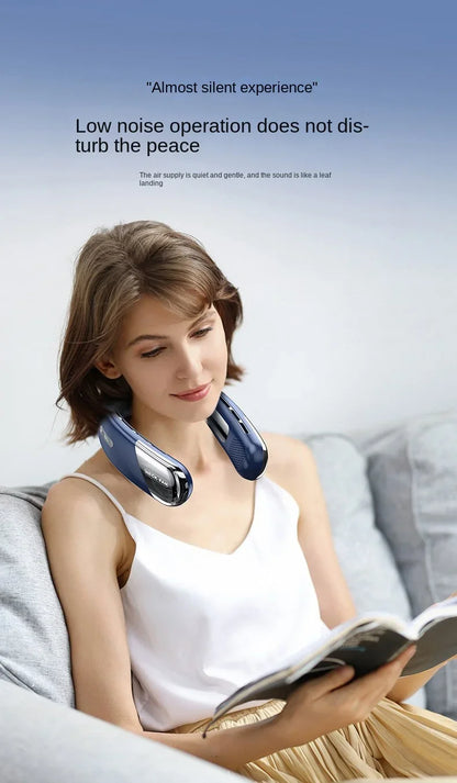 10000mAh Portable Neck Fan Mini Bladeless Silent Neckband Fan USB Rechargeable 3 Speeds Mute Wireless Electric Neck Cooler Fans