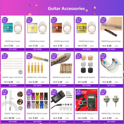 NAOMI Golden-plated Steel Guitar Slide Length 28 50 60 70 mm Stainless Slider Guitarra Smooth Edge Metal Finger Slide For Guitar