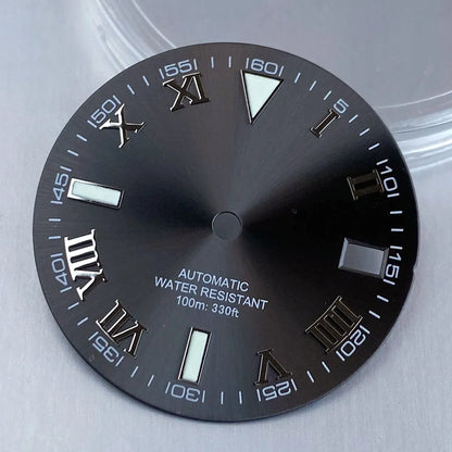 Grey Silver Sunburst 29mm Watch Dial fit NH35 NH35A NH36A Silver/Gold/Rose Gold/Green Roman Numerals Index Hand Set Watch Parts