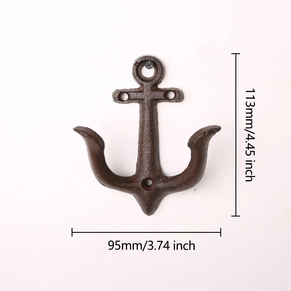 Cast Iron Nautical Anchor Wall Hooks Coastal Theme Decorative Hooks Towel Hanger Jacket Holder Unique Key Hooks Backpack Racks